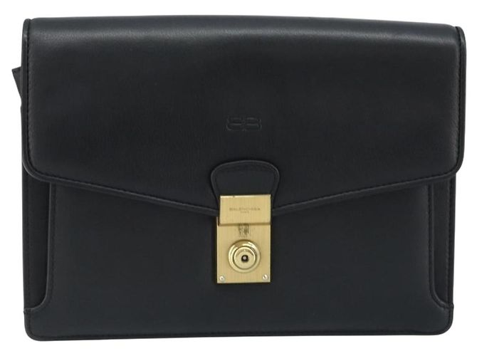 Clutch BAG BALENCIAGA in pelle nera e oro Auth 172150 Nero D'oro - vista 13