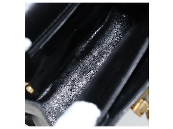 Bolso de mano Gancini de cuero negro y dorado Auth 173237 de Salvatore Ferragamo - vista 10