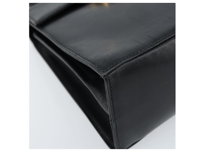 Bolso de mano Gancini de cuero negro y dorado Auth 173237 de Salvatore Ferragamo - vista 15