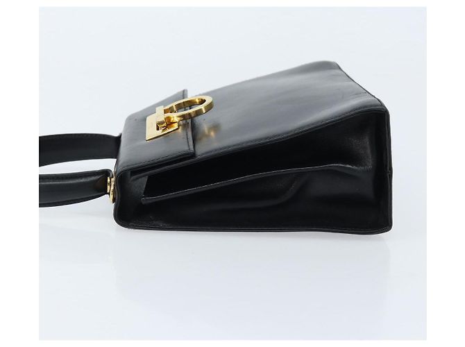 Bolso de mano Gancini de cuero negro y dorado Auth 173237 de Salvatore Ferragamo - vista 4
