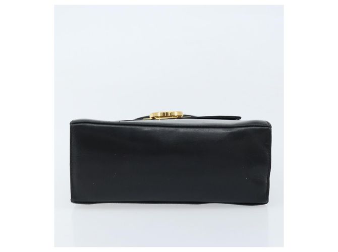 Bolso de mano Gancini de cuero negro y dorado Auth 173237 de Salvatore Ferragamo - vista 5