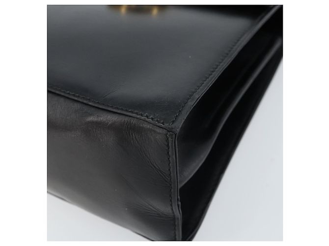 Bolso de mano Gancini de cuero negro y dorado Auth 173237 de Salvatore Ferragamo - vista 8