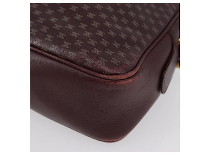 Céline Borsa a Spalla in Tela Macadam CELINE in Pelle Dorata Bordeaux Auth 172287 D'oro Bordò - vista 15