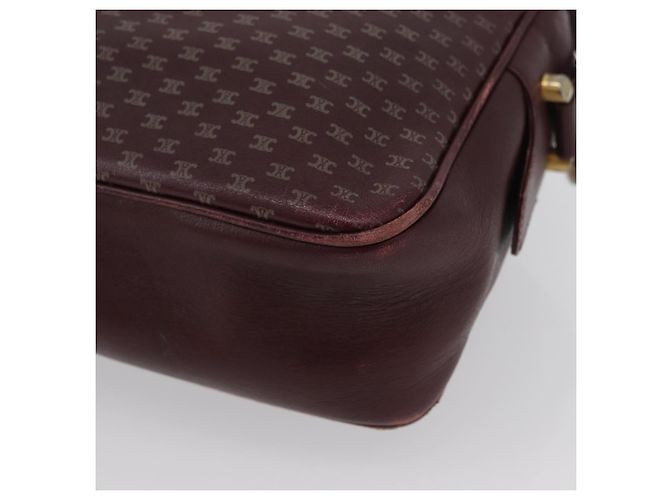 Céline Borsa a Spalla in Tela Macadam CELINE in Pelle Dorata Bordeaux Auth 172287 D'oro Bordò - vista 17