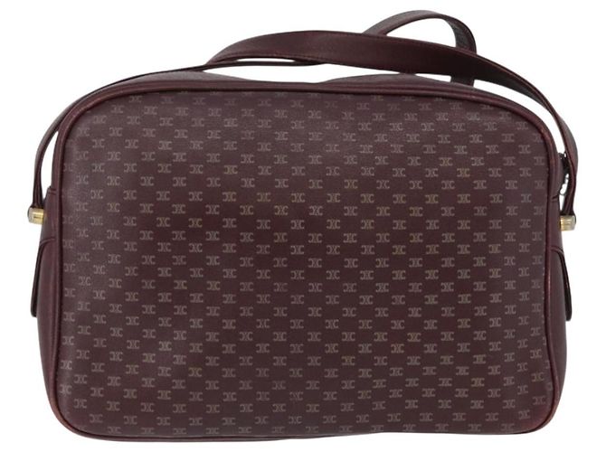 Céline Borsa a Spalla in Tela Macadam CELINE in Pelle Dorata Bordeaux Auth 172287 D'oro Bordò - vista 2