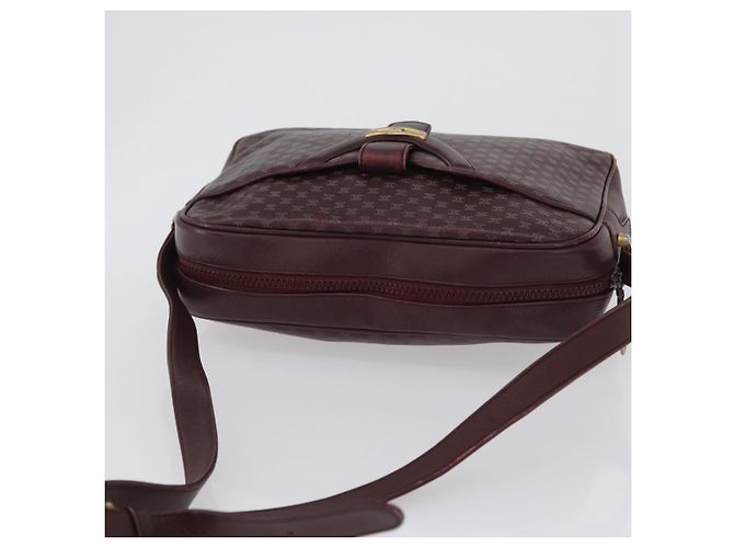 Céline Borsa a Spalla in Tela Macadam CELINE in Pelle Dorata Bordeaux Auth 172287 D'oro Bordò - vista 6