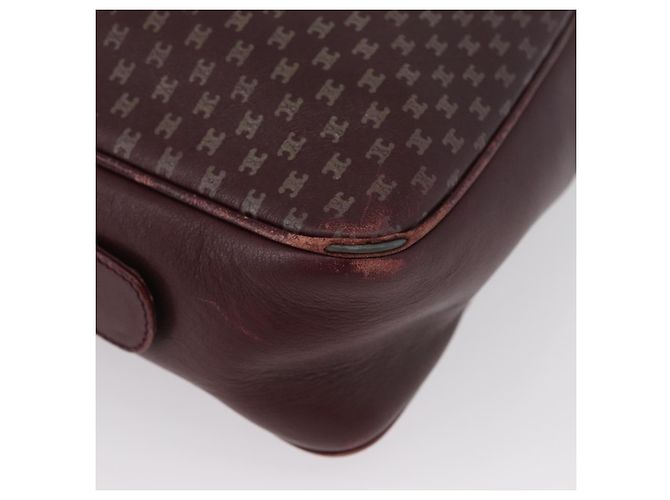 Céline Borsa a Spalla in Tela Macadam CELINE in Pelle Dorata Bordeaux Auth 172287 D'oro Bordò - vista 8