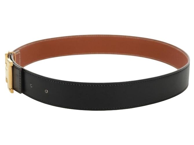 Hermès Cinturón reversible Constance H HERMES Cinturón de cuero 33,1" Negro Marrón Auth 171198V Castaño - vista 3