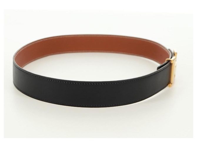 Hermès Cinturón reversible Constance H HERMES Cinturón de cuero 33,1" Negro Marrón Auth 171198V Castaño - vista 4
