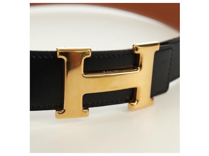 Hermès Cinturón reversible Constance H HERMES Cinturón de cuero 33,1" Negro Marrón Auth 171198V Castaño - vista 5