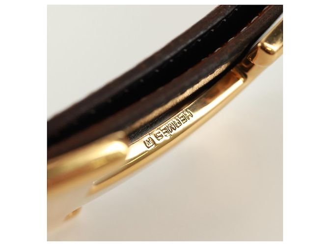 Hermès Cinturón reversible Constance H HERMES Cinturón de cuero 33,1" Negro Marrón Auth 171198V Castaño - vista 6