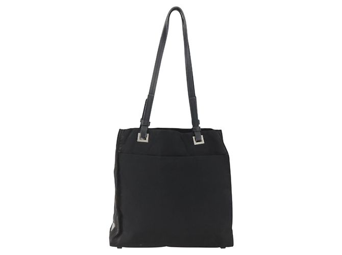 Borsa Tote PRADA in nylon e pelle nera Auth 173605 Nero - vista 13
