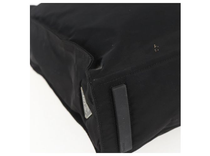 Borsa Tote PRADA in nylon e pelle nera Auth 173605 Nero - vista 14