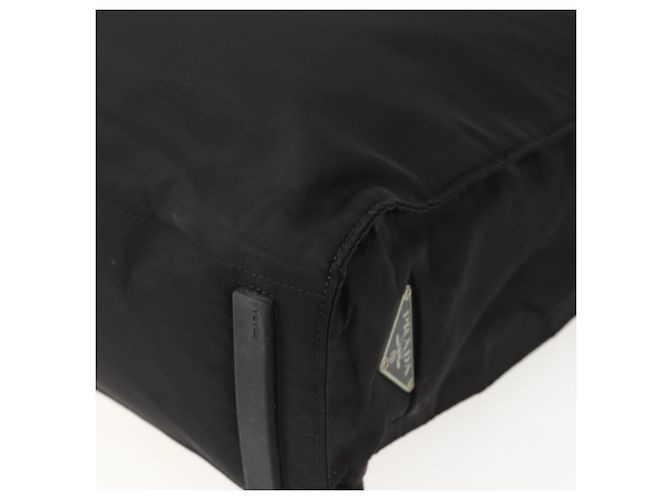 Borsa Tote PRADA in nylon e pelle nera Auth 173605 Nero - vista 15