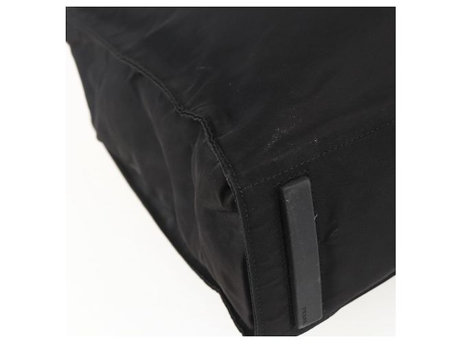 Borsa Tote PRADA in nylon e pelle nera Auth 173605 Nero - vista 16