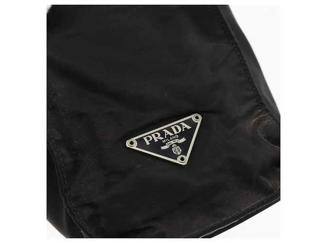 Borsa Tote PRADA in nylon e pelle nera Auth 173605 Nero - vista 17