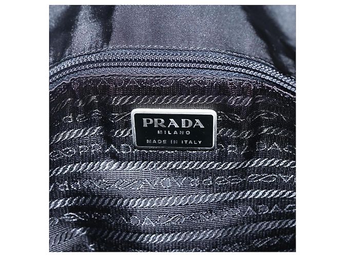 Borsa Tote PRADA in nylon e pelle nera Auth 173605 Nero - vista 18