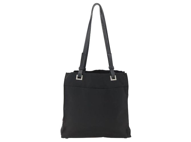Borsa Tote PRADA in nylon e pelle nera Auth 173605 Nero - vista 2