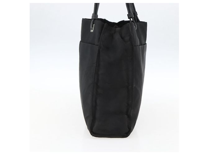 Borsa Tote PRADA in nylon e pelle nera Auth 173605 Nero - vista 4