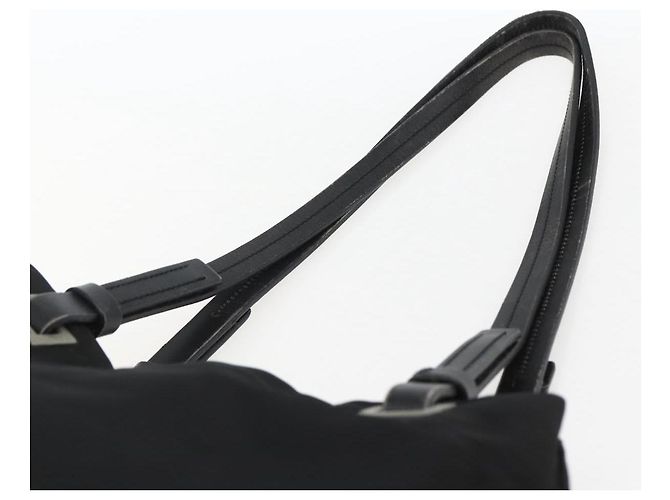Borsa Tote PRADA in nylon e pelle nera Auth 173605 Nero - vista 8