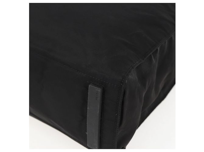 Borsa Tote PRADA in nylon e pelle nera Auth 173605 Nero - vista 9