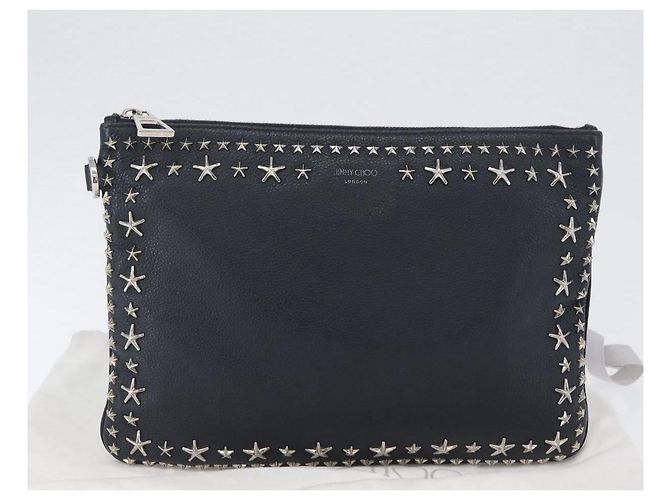 Pochette in pelle nera e argento Jimmy Choo Auth bs33457 Nero - vista 12