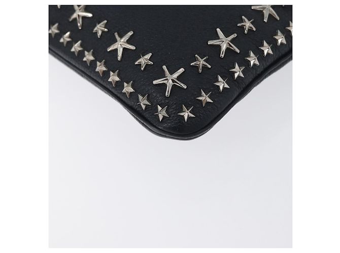 Pochette in pelle nera e argento Jimmy Choo Auth bs33457 Nero - vista 14