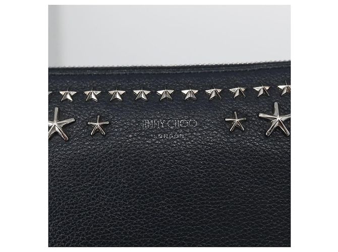 Pochette in pelle nera e argento Jimmy Choo Auth bs33457 Nero - vista 17