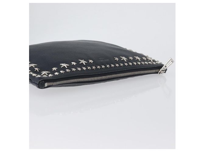 Pochette in pelle nera e argento Jimmy Choo Auth bs33457 Nero - vista 5