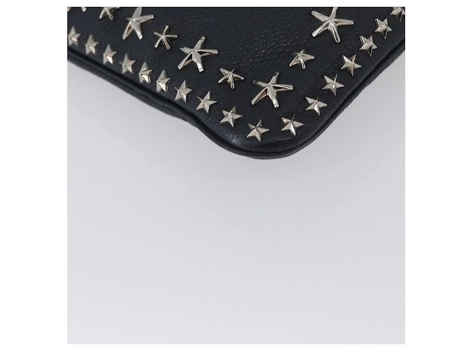 Pochette in pelle nera e argento Jimmy Choo Auth bs33457 Nero - vista 7