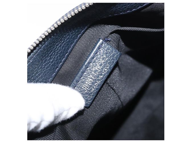Pochette in pelle nera e argento Jimmy Choo Auth bs33457 Nero - vista 9