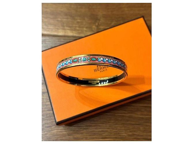 Hermès Emaille Armreif Pink Blau Golden Grün - Ansicht 6