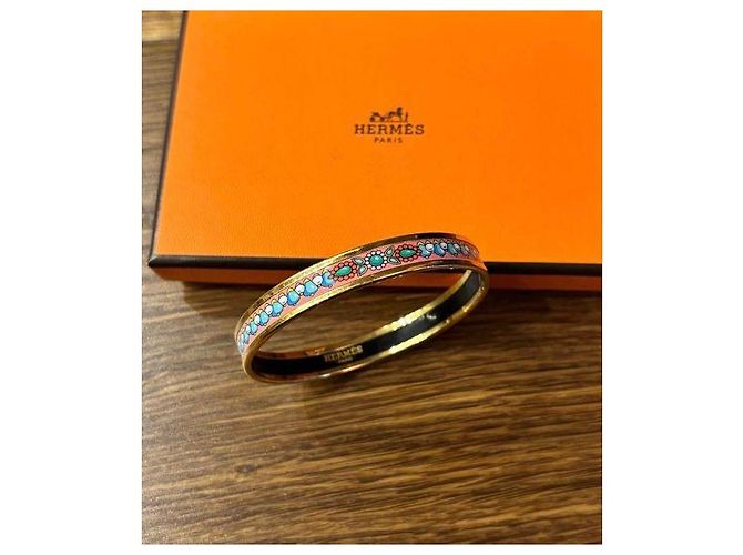 Hermès Emaille Armreif Pink Blau Golden Grün - Ansicht 8