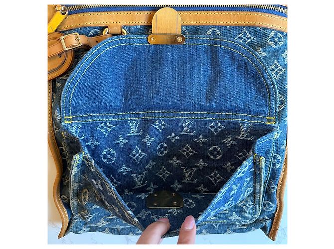 Borsa piatta in denim Louis Vuitton Blu - vista 10