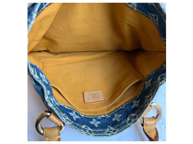 Borsa piatta in denim Louis Vuitton Blu - vista 12