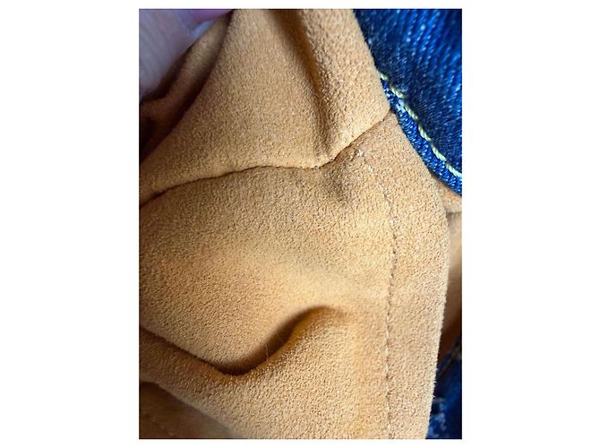 Borsa piatta in denim Louis Vuitton Blu - vista 14