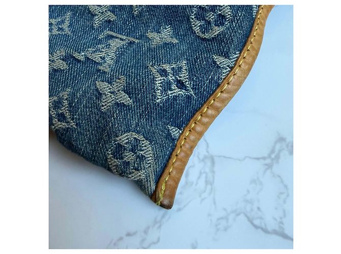 Borsa piatta in denim Louis Vuitton Blu - vista 17