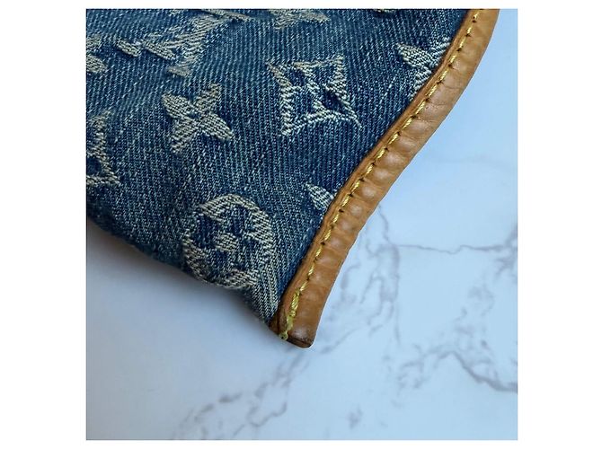 Borsa piatta in denim Louis Vuitton Blu - vista 18