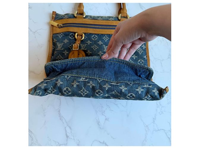 Borsa piatta in denim Louis Vuitton Blu - vista 19