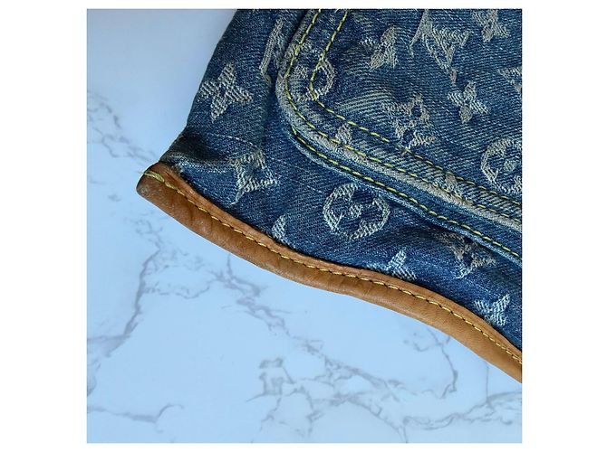 Borsa piatta in denim Louis Vuitton Blu - vista 20