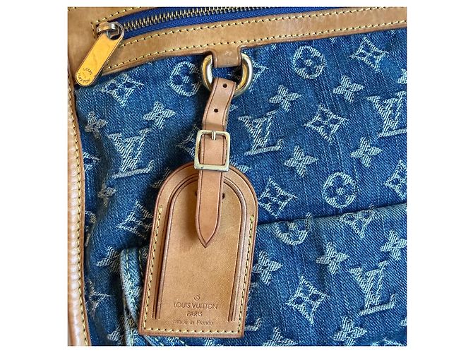 Borsa piatta in denim Louis Vuitton Blu - vista 4