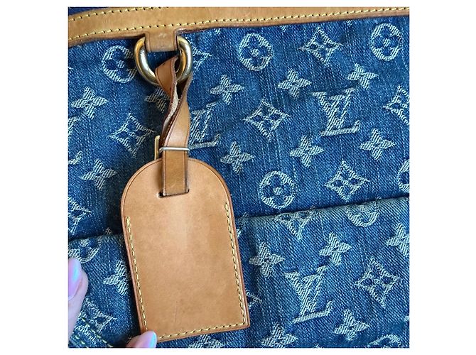 Borsa piatta in denim Louis Vuitton Blu - vista 5