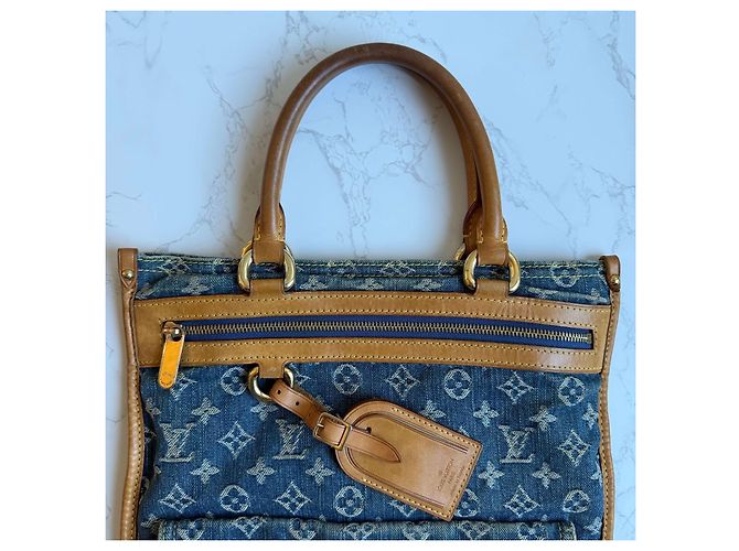 Borsa piatta in denim Louis Vuitton Blu - vista 6