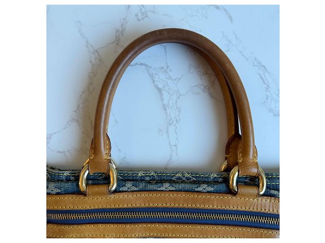 Borsa piatta in denim Louis Vuitton Blu - vista 7