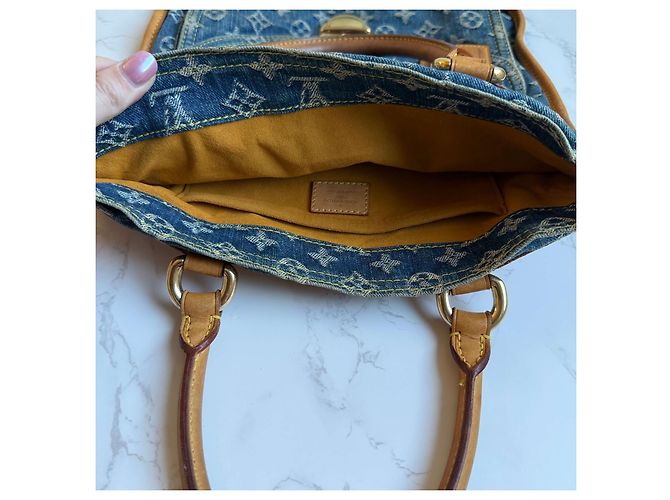 Borsa piatta in denim Louis Vuitton Blu - vista 9
