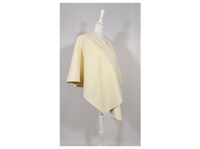 Autre Marque Kurzer geknoteter cremefarbener Poncho Roh - Ansicht 4