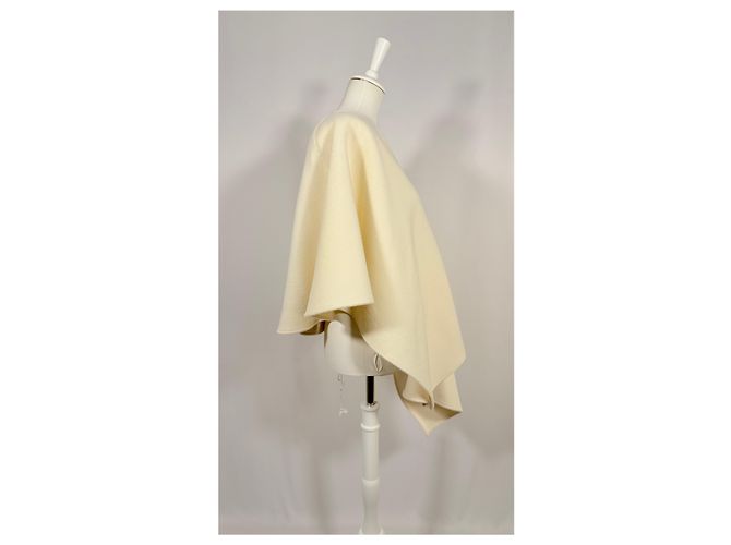Autre Marque Kurzer geknoteter cremefarbener Poncho Roh - Ansicht 5