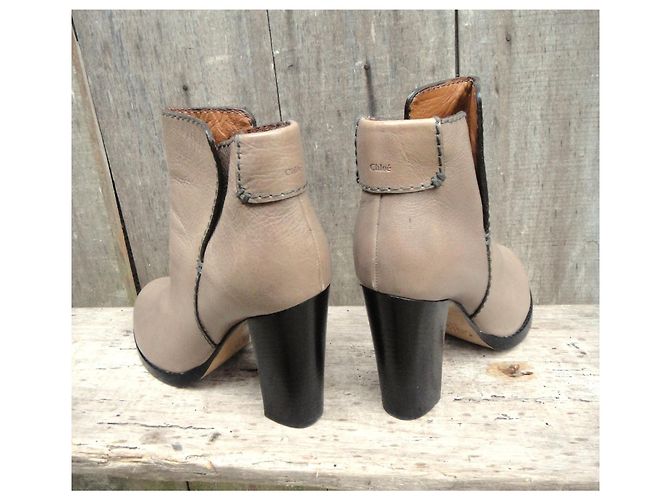 Botines Chloé de cuero gris - vista 5