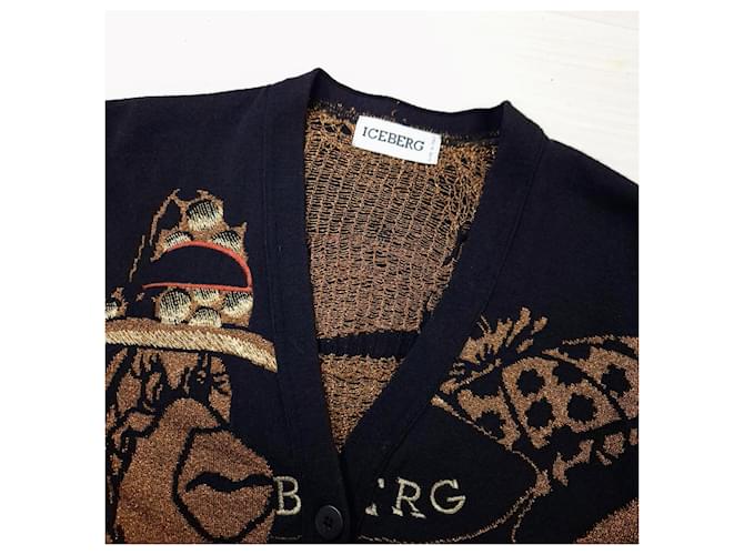 Iceberg langer Wollcardigan Braun Schwarz - Ansicht 4