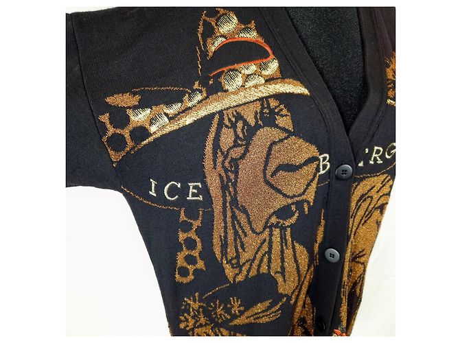 Iceberg langer Wollcardigan Braun Schwarz - Ansicht 6